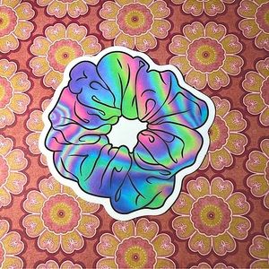 Scrunchie Retro Vintage Groovy Metallic Holographic AESTHETIC Single Sticker